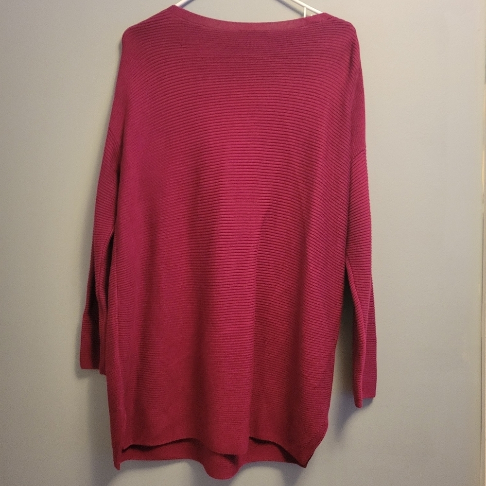 Eileen Fisher Silk Cashmere Bateau Neck Knit Sweater Hibiscus Pink Large EUC - Picture 4 of 6